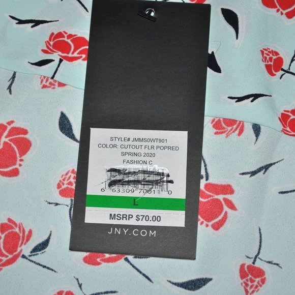 New Jones New York Sleeveless Blouse Size Large Blue & Red Poppy Floral Print - Picture 6 of 9